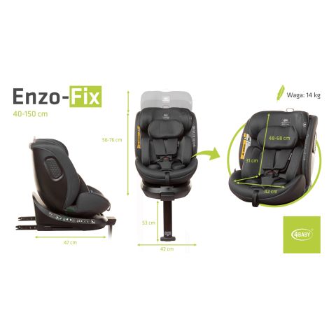 4Baby Enzo-Fix - fotelik samochodowy 40-150 cm | Graphite - 16